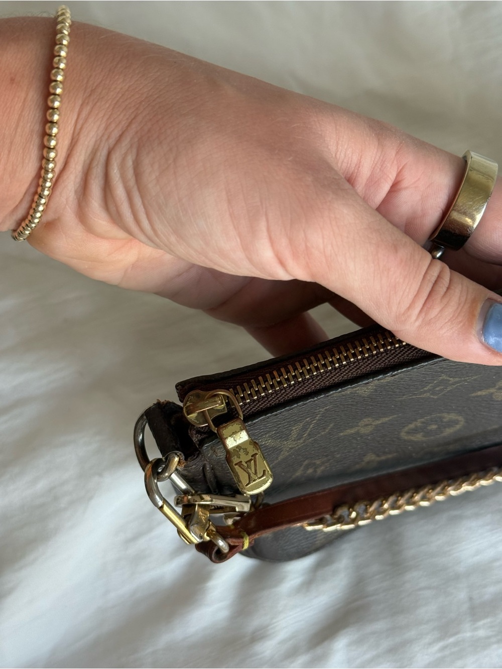Louis Vuitton Monogram Mini Pochette in Brown and Gold - Picture 4 of 5